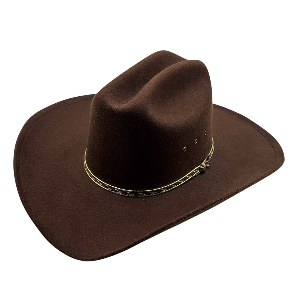 Western Express Inc Men's Brown Felt Western Style Size 6 3/4 Cowboy Hat Mexico
